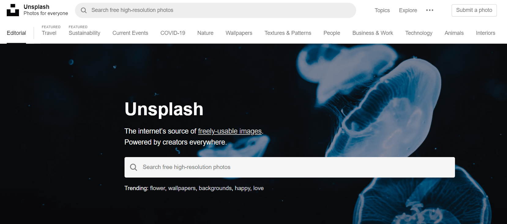 Unsplash - Stock photo website