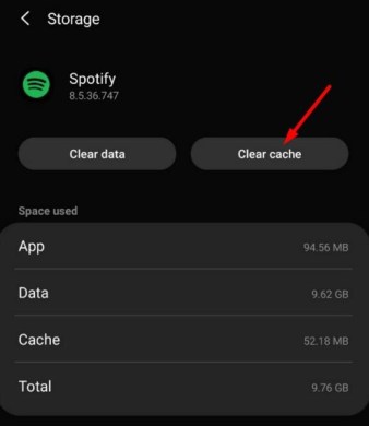 Clear cache Spotify App