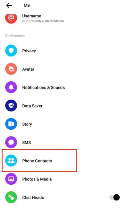Scroll down and tap on Phone Contacts option