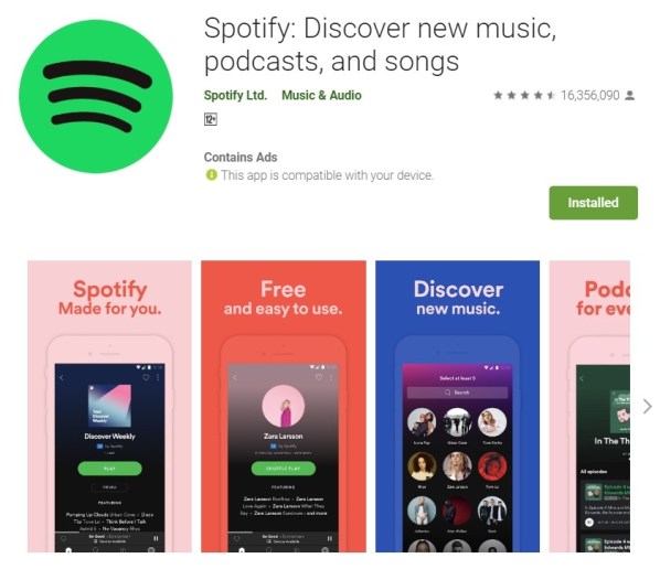 Spotify on Google Play Store