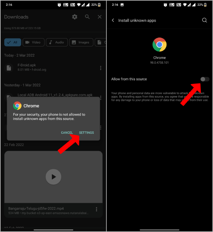 Allowing Chrome to install apps on Android