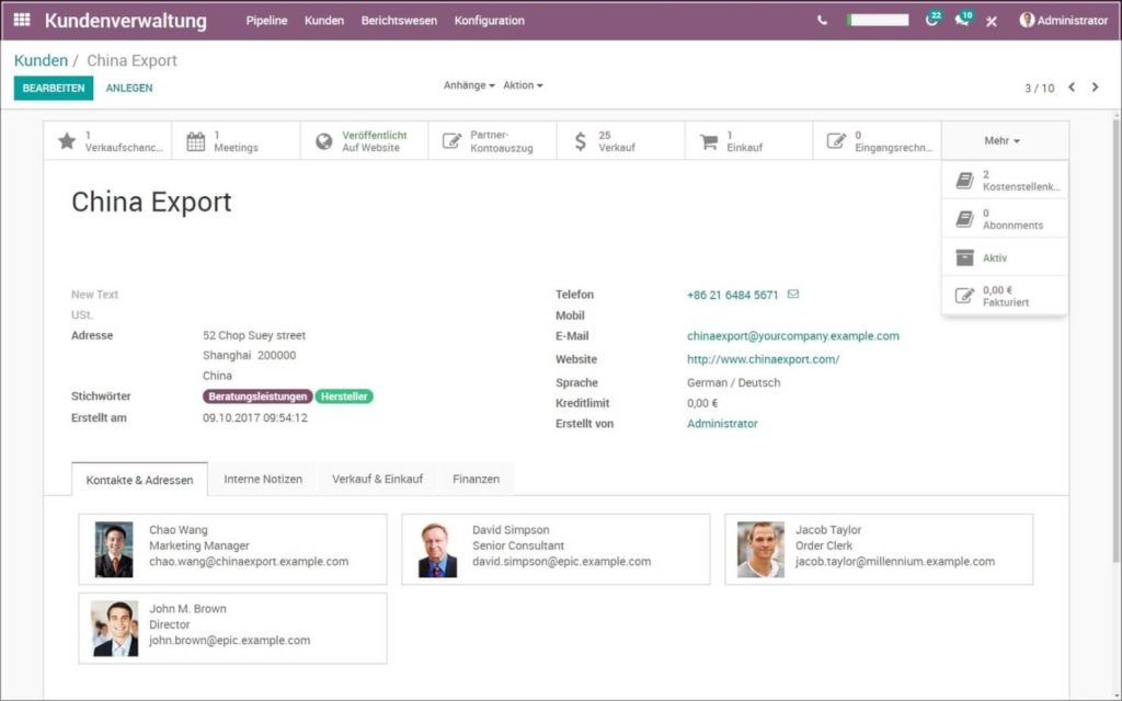 Odoo.com screenshot - 10 Best ERP Systems For Small Businesses On A Budget