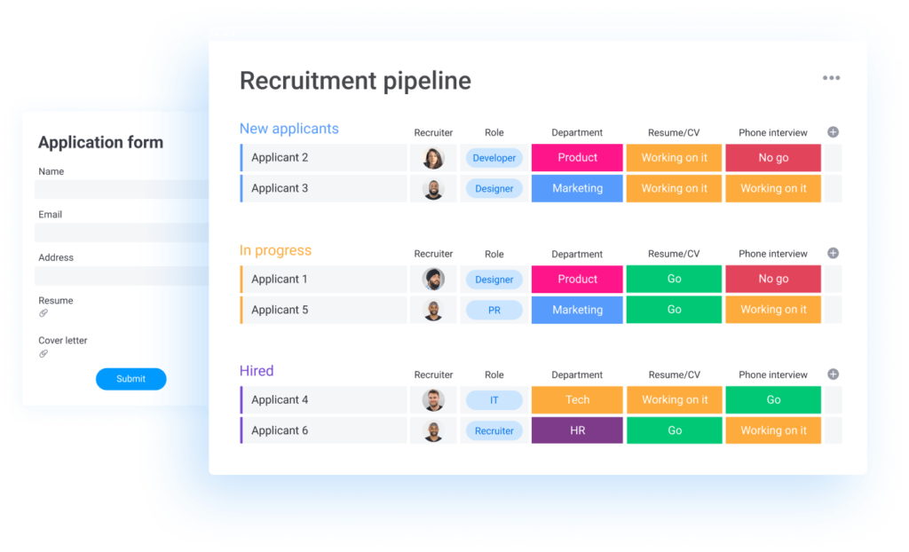 monday.com screenshot - 10 Best Applicant Tracking Systems For Recruiting In 2022