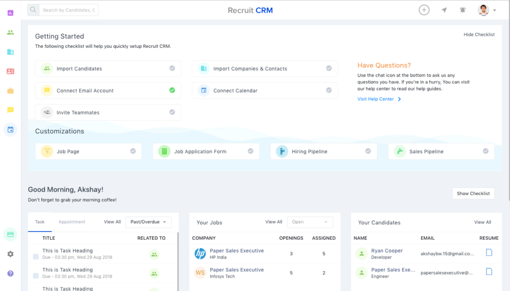 Recruit CRM screenshot - 10 Best Applicant Tracking Systems For Recruiting In 2022